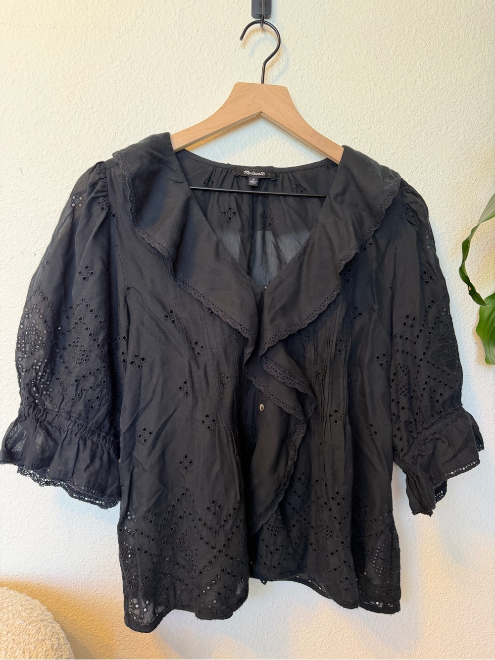 Madewell Black “The Blaire Top” Blouse Size M